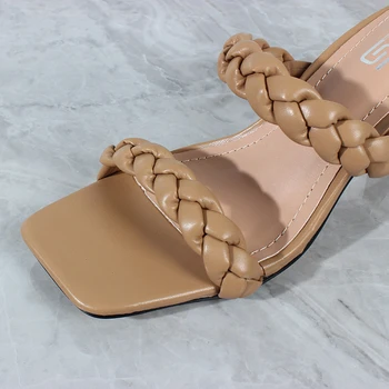 Moterų sandalai Europos ir Amerikos mados 2021 m. vasarą naujų austi medžiagą atidaryti tne aukšto kulno sandalai moteriška stiletto 6CM 185