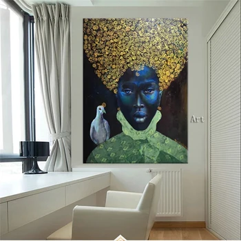 Drobė, tapyba Rankomis dažyti Drobė Meno, Afrikos Moterų Portretas Aliejaus Tapybai Sienos Nuotrauka dekoratyvinis nuotrauka už Kambarį 2721