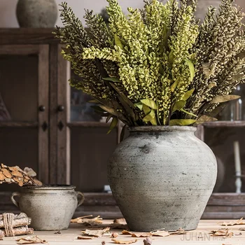 Žalios Keramikos Puodą Gėlių Vaza ir Vazonas Vintage Senoviniai Didelio Dydžio Dirvožemio Keramikos Baseino Molinių Jar Džiovintų Gėlių Išdėstymas 3359