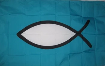 Krikščionių Jėzaus Kristaus Žuvų Vėliavos 3ft x 5ft Poliesteris Reklama Plaukioja 150* 90 cm Užsakymą vėliavos C2 0