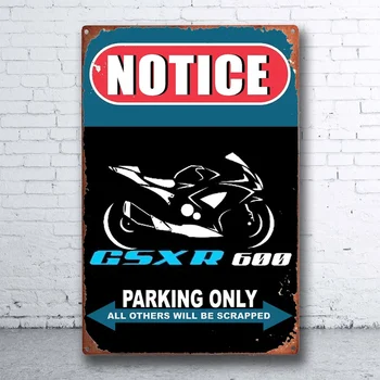Pranešimo Moto Suzuki Gsxr 600 Automobilių Stovėjimo Aikštelė-Tik Tin Pasirašyti Bar Pub Namo Garažas Plakatas Metalo Plakatas Sienos Meno Dekoro